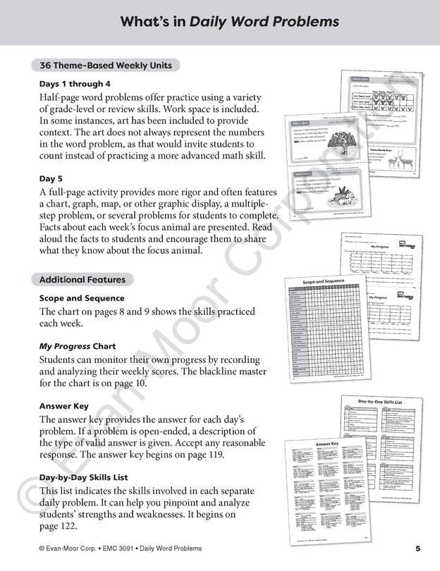 Aperçu du contenu_Daily Word Problems Math, Grade 1 Teacher Edition