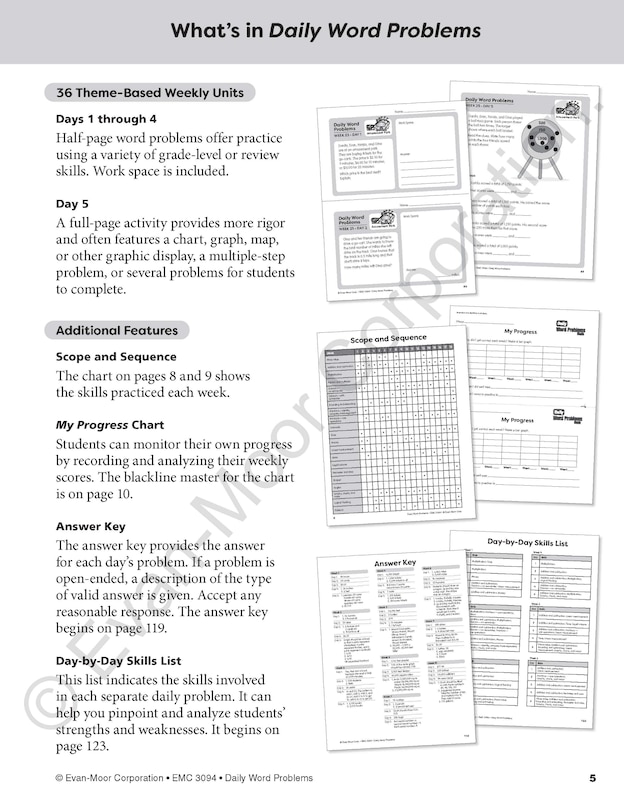 Sample content_Daily Word Problems Math, Grade 4 Teacher Edition