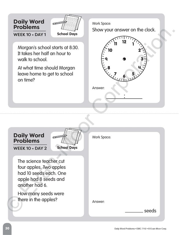 Aperçu du contenu_Daily Word Problems Math, Grade 2 Student Workbook