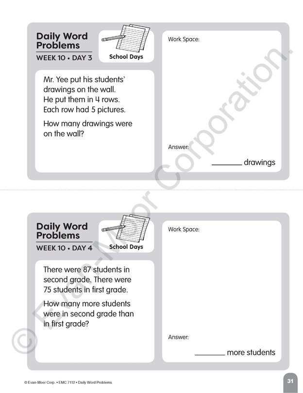 Aperçu du contenu 2_Daily Word Problems Math, Grade 2 Student Workbook