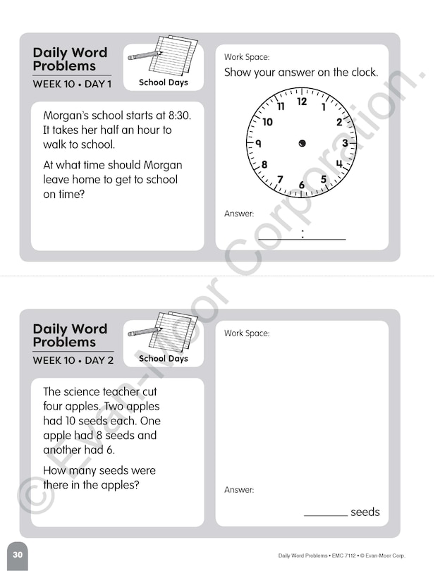 Aperçu du contenu_Daily Word Problems Math, Grade 2 Student Workbook (5-pack)