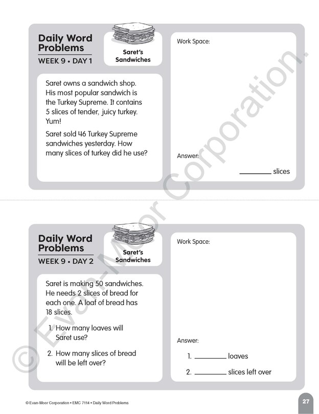 Aperçu du contenu_Daily Word Problems Math, Grade 4 Student Workbook