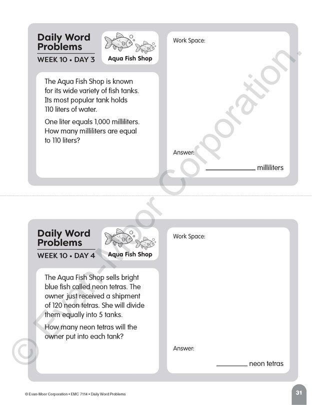 Aperçu du contenu 5_Daily Word Problems Math, Grade 4 Student Workbook