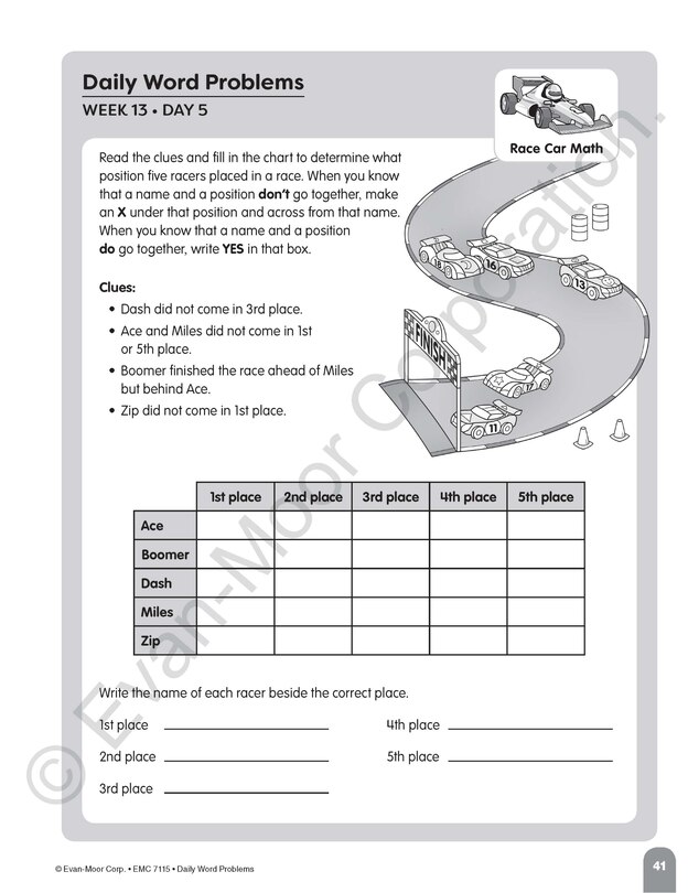 Sample content_Daily Word Problems Math, Grade 5 Student Workbook