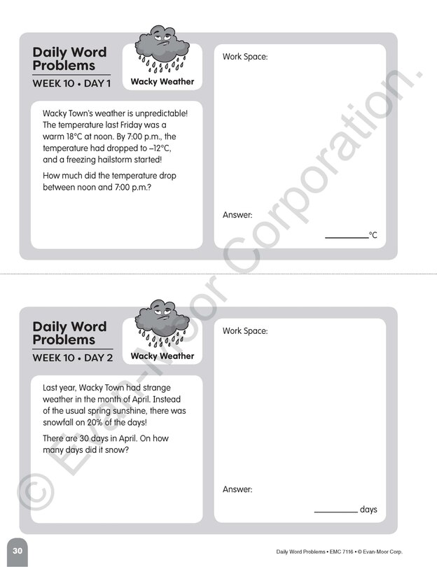 Sample content_Daily Word Problems Math, Grade 6 Student Workbook