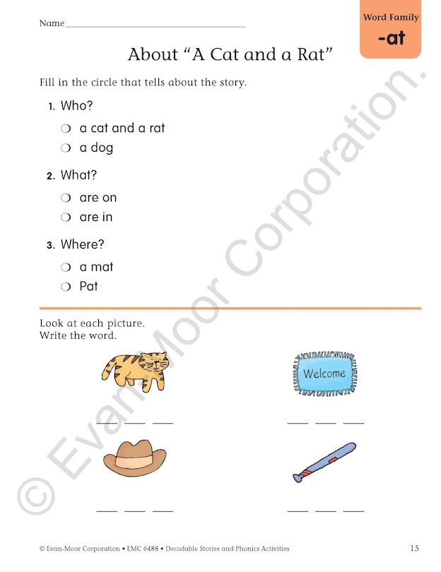 Aperçu du contenu 4_Decodable Stories and Phonics Activities, Level A, Grade K - 1 Workbook