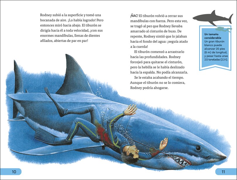 Sample content_DK Super Readers Level 4 Spanish Translation Shark Attack - Ataques de tiburones