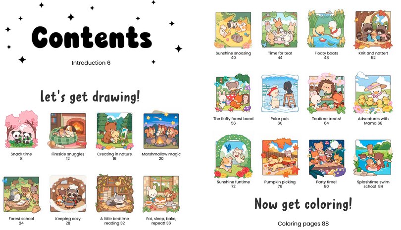 Aper&ccedil;u du contenu 5_Draw me! Color me!: Cute & Cozy Friends