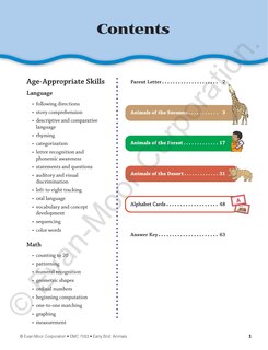 Aperçu du contenu_Early Bird: Animals, Age 4 - 5 Workbook