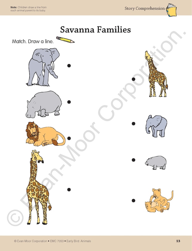Aperçu du contenu 4_Early Bird: Animals, Age 4 - 5 Workbook