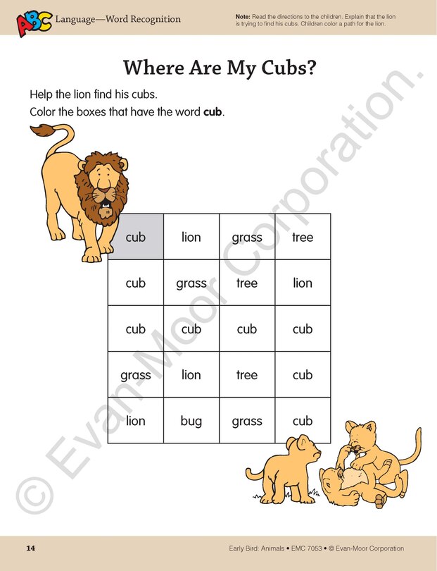 Aperçu du contenu 5_Early Bird: Animals, Age 4 - 5 Workbook
