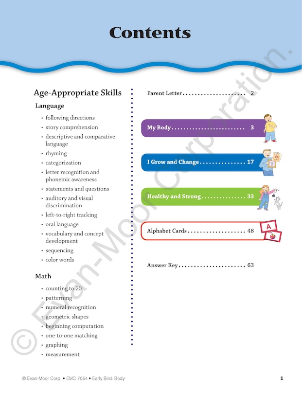 Aperçu du contenu_Early Bird: Body, Age 4 - 5 Workbook