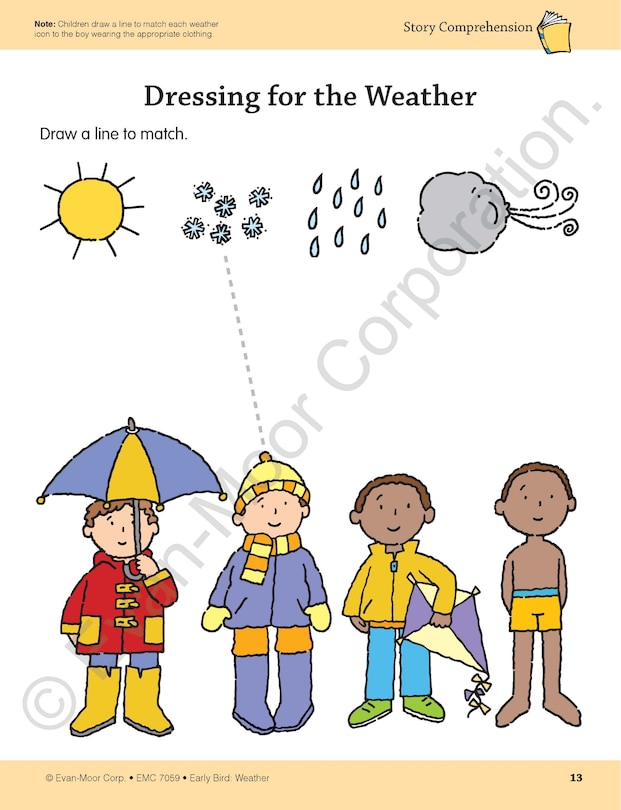 Aperçu du contenu 4_Early Bird: Weather, Age 4 - 5 Workbook