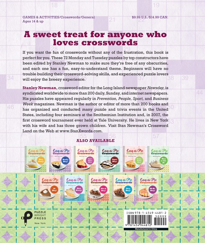 Back cover_Easy As Pie Crosswords: Mega-easy!
