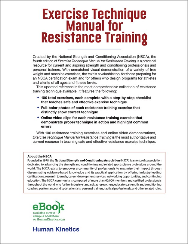 Couverture arri&egrave;re_Exercise Technique Manual For Resistance Training