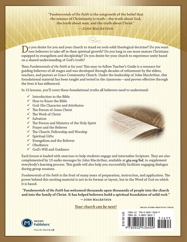 Back cover_Fundamentals of the Faith Teacher's Guide