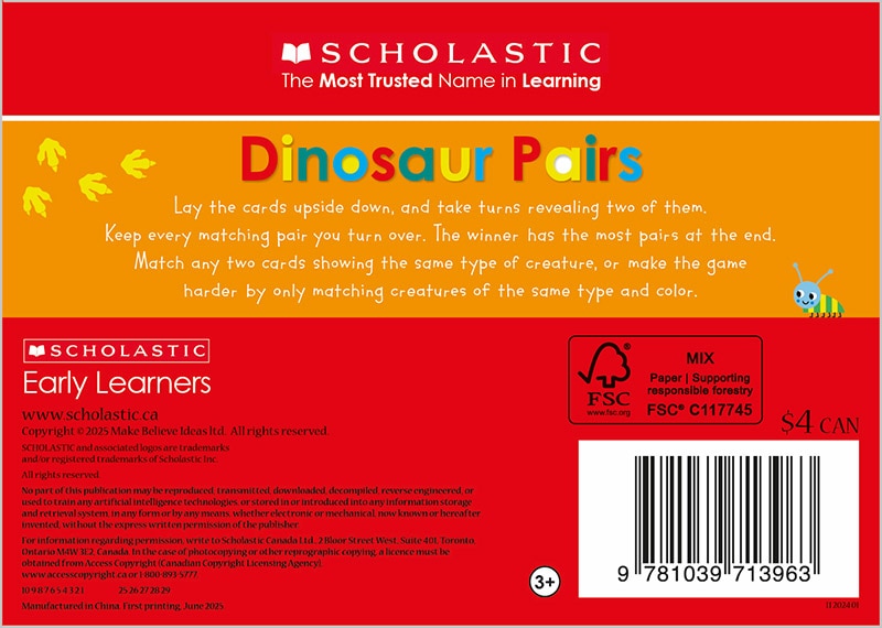 Couverture arrière_Games Get Ready For Pre-K Dinosaur Pairs