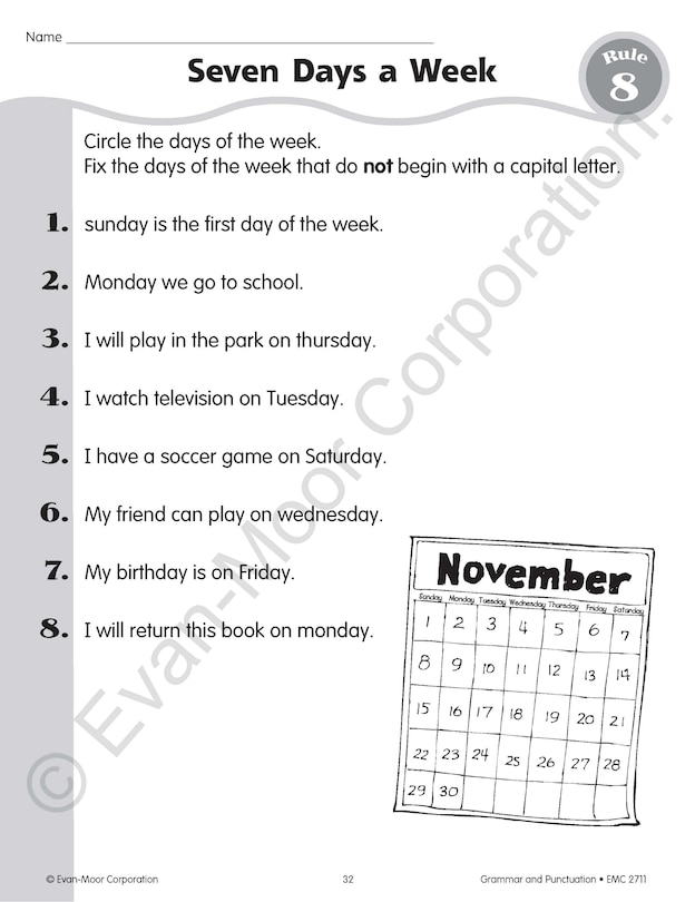 Sample content 3_Grammar & Punctuation, Grade 1 Teacher Resource