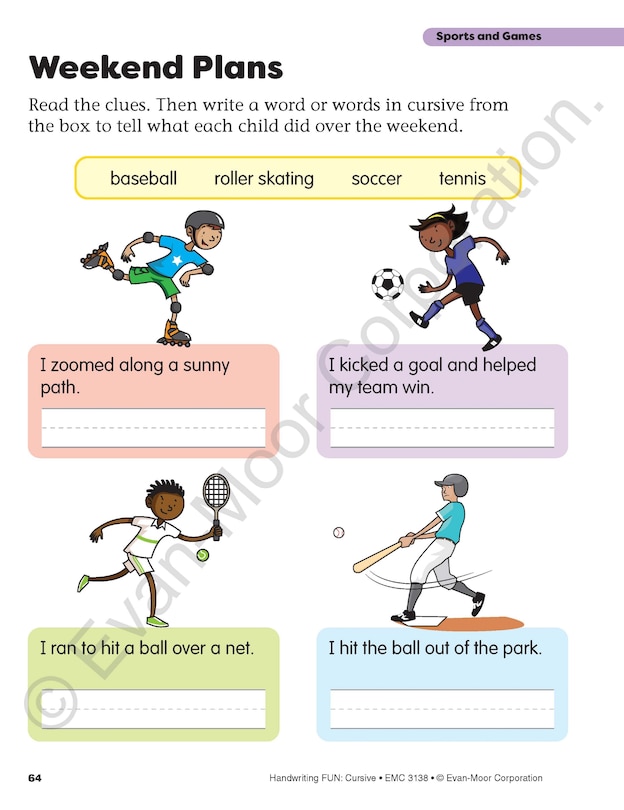 Sample content 5_Handwriting FUN! Cursive, Grade K - 6 Workbook