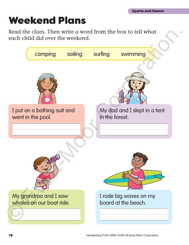Aperçu du contenu 4_Handwriting FUN!, Grade K - 6 Workbook
