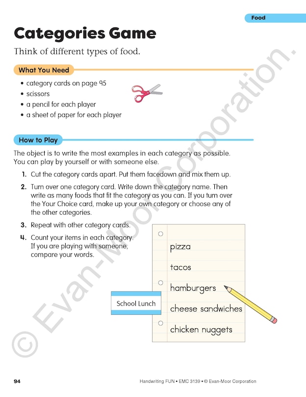 Aperçu du contenu 5_Handwriting FUN!, Grade K - 6 Workbook