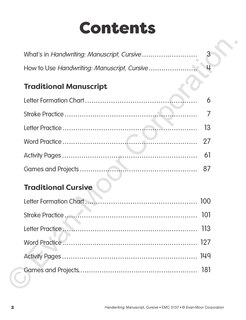 Sample content_Handwriting: Manuscript, Cursive, Grade 1 - 6 Teacher Resource