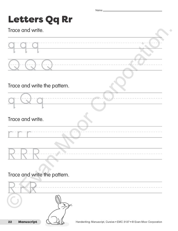 Sample content 2_Handwriting: Manuscript, Cursive, Grade 1 - 6 Teacher Resource