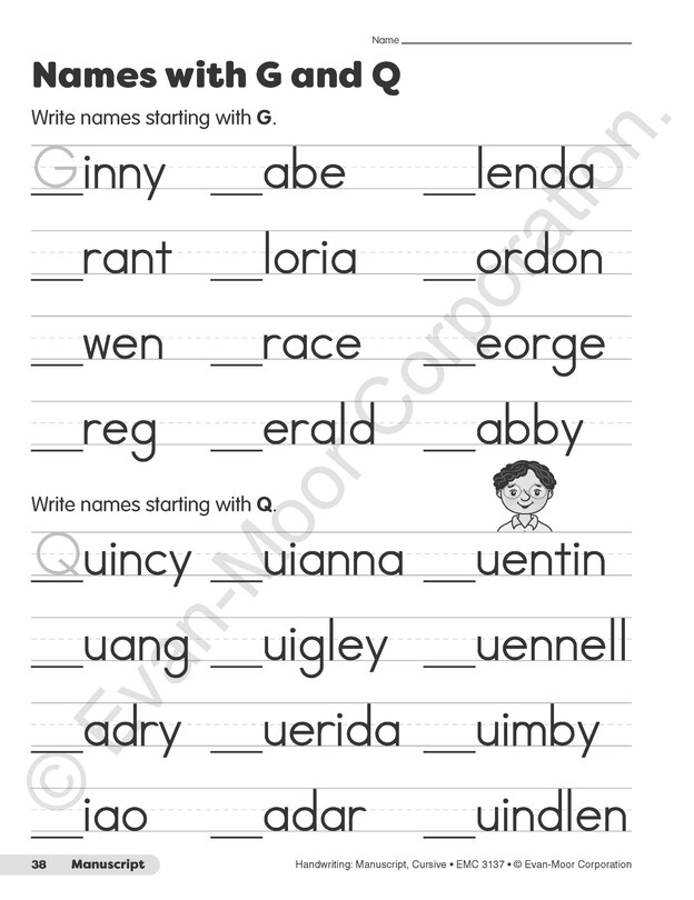 Sample content 3_Handwriting: Manuscript, Cursive, Grade 1 - 6 Teacher Resource