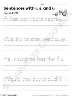 Sample content 4_Handwriting: Manuscript, Cursive, Grade 1 - 6 Teacher Resource