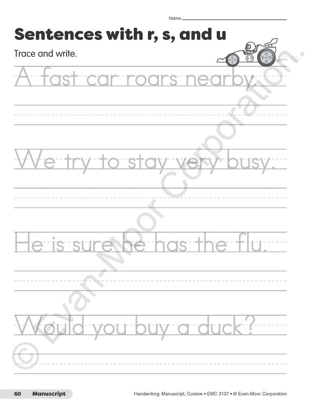 Sample content 4_Handwriting: Manuscript, Cursive, Grade 1 - 6 Teacher Resource