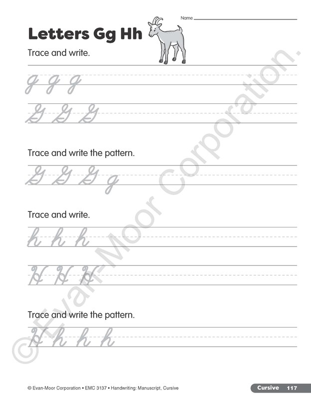 Sample content 5_Handwriting: Manuscript, Cursive, Grade 1 - 6 Teacher Resource