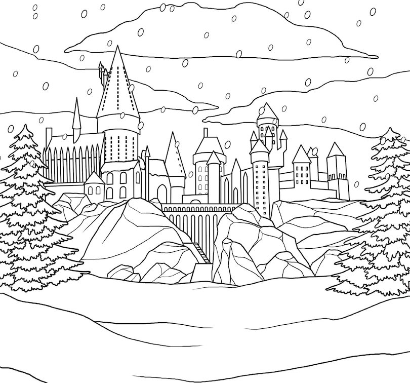 Sample content_Harry Potter: Winter At Hogwarts: A Magical Coloring Set