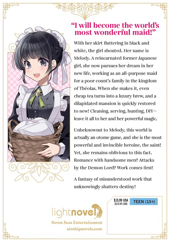 Back cover_Heroine? Saint? No, I'm an All-Works Maid (And Proud of It)! (Light Novel) Vol. 1