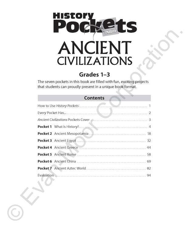 Aperçu du contenu_History Pockets: Ancient Civilizations, Grade 1 - 3 Teacher Resource
