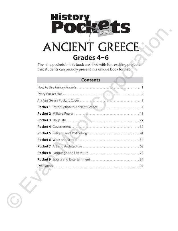 Sample content_History Pockets: Ancient Greece, Grade 4 - 6 Teacher Resource