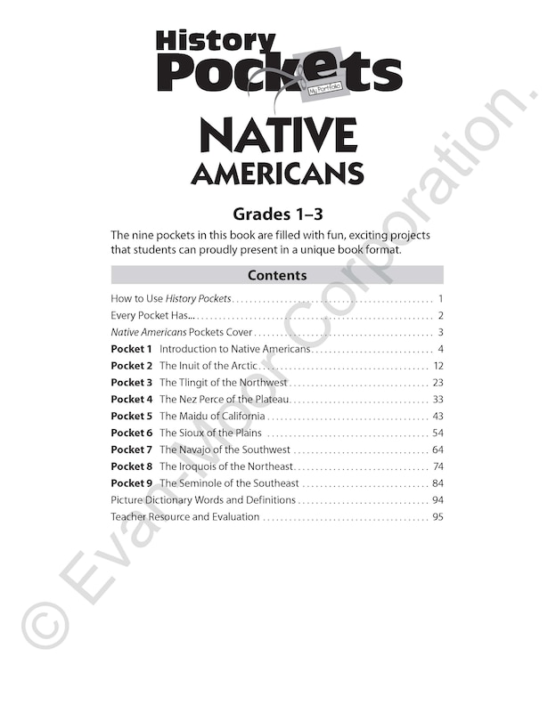 Sample content_History Pockets: Native Americans, Grade 1 - 3 Teacher Resource