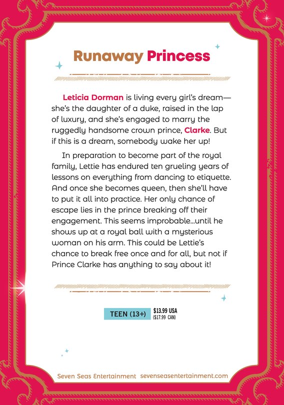 Back cover_I Want to Escape from Princess Lessons (Manga) Vol. 1