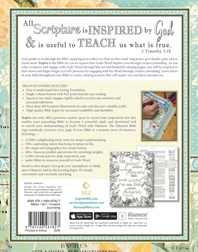 Back cover_Inspire Bible NLT, Filament Enabled (Hardcover LeatherLike, Aquamarine)