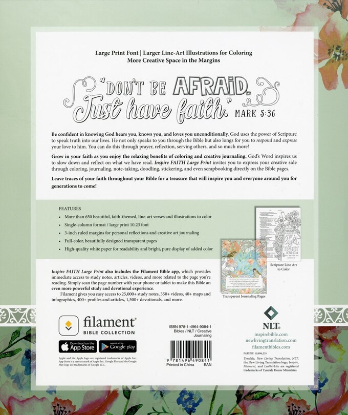 Back cover_Inspire Faith Bible Large Print Nlt, Filament Enabled (Hardcover, Wildflower Meadow)