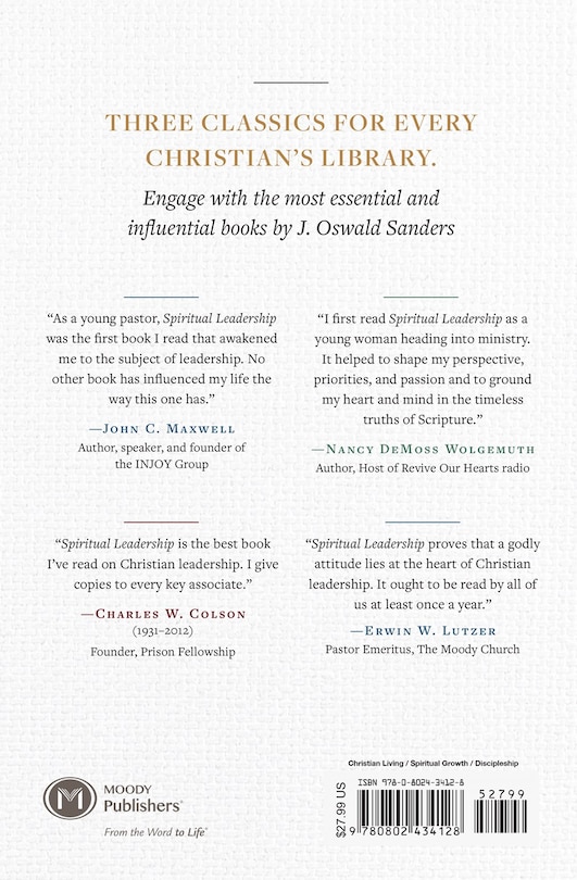 Back cover_J. Oswald Sanders: Three Spiritual Classics in One Volume