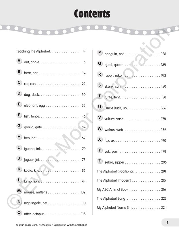 Aperçu du contenu_Jumbo Fun with the Alphabet, Grade PreK - 1, Teacher Resource