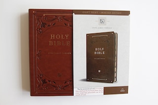 Aperçu du contenu 4_KJV Holy Bible, Giant Print Thinline Large format, Brown Premium Imitation Leath er with Ribbon Marker, Red Letter, and Thumb Index