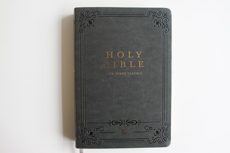 Sample content 2_KJV Holy Bible, Giant Print Thinline Large format, Gray Premium Imitation Leathe r with Ribbon Marker, Red Letter, and Thumb Index