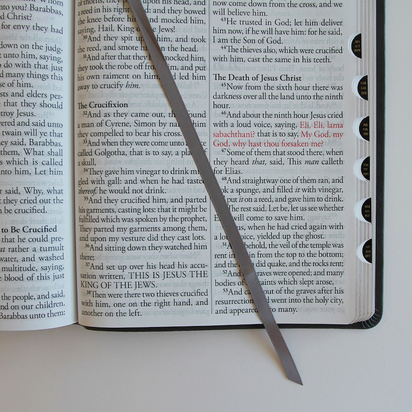 Sample content 3_KJV Holy Bible, Giant Print Thinline Large format, Gray Premium Imitation Leathe r with Ribbon Marker, Red Letter, and Thumb Index