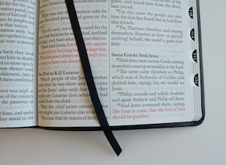 Sample content 5_KJV Holy Bible, Giant Print Thinline Large format, Black Premium Imitation Leath er with Ribbon Marker, Red Letter, and Thumb Index