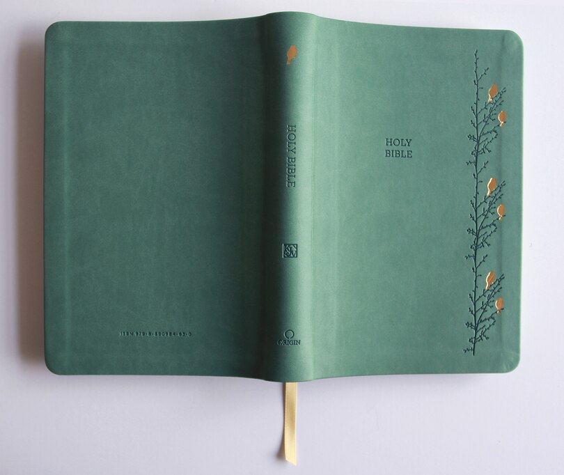 Aperçu du contenu 2_KJV Holy Bible, Large Print Medium format, Green with Birds Faux Leather w/ Ribbon Marker, Red Letter