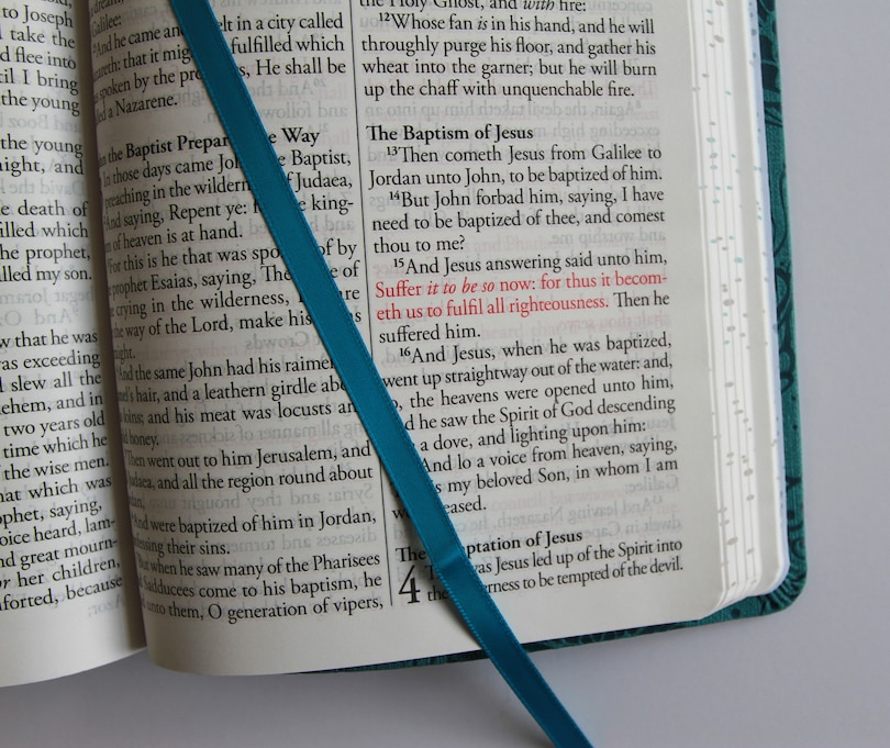 Sample content 5_KJV Holy Bible, Large Print Medium format, Blue with Birds Faux Leather w/ Ribbon Marker, Red Letter