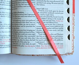 Sample content_KJV Holy Bible, Large Print Handy Size format, 2 Piece Pink Floral Leathersoft with Ribbon Marker, Red Letter, Thumb Index