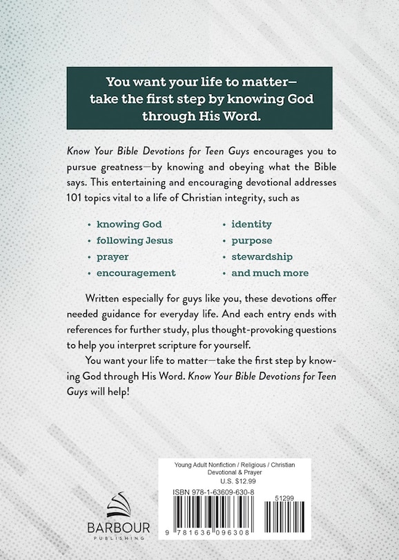 Back cover_Know Your Bible Devotions for Teen Guys