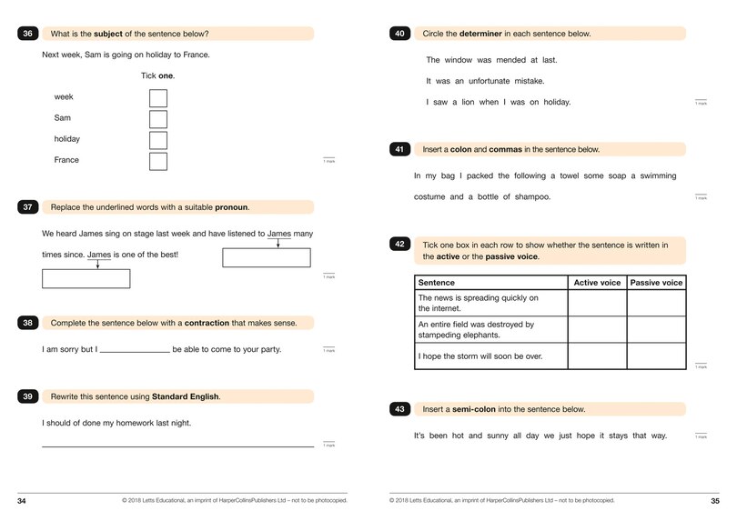 Sample content 2_KS2 English Grammar, Punctuation and Spelling SATs Practice Test Papers: 2018 tests (Letts KS2 SATs Success)